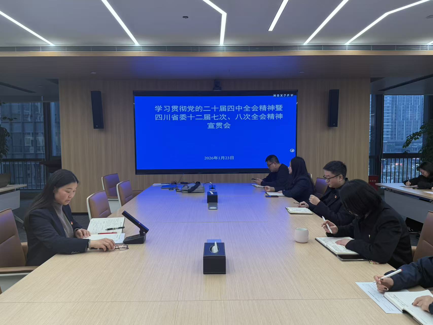 高路信息公司党委委员、工会主席、副总经理罗玉萍召开党的二十届四中全会精神和四川省委十二届七次、八次全会精神宣贯会